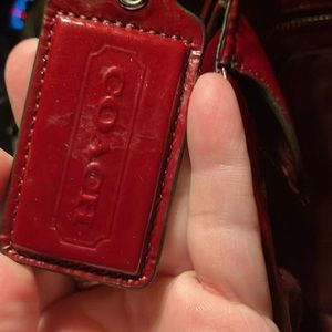 Authentic Red Leather Coach Tote